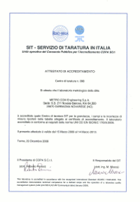 certificato di accreditamento SIT per METRO COM - cliccare per scaricare il file pdf